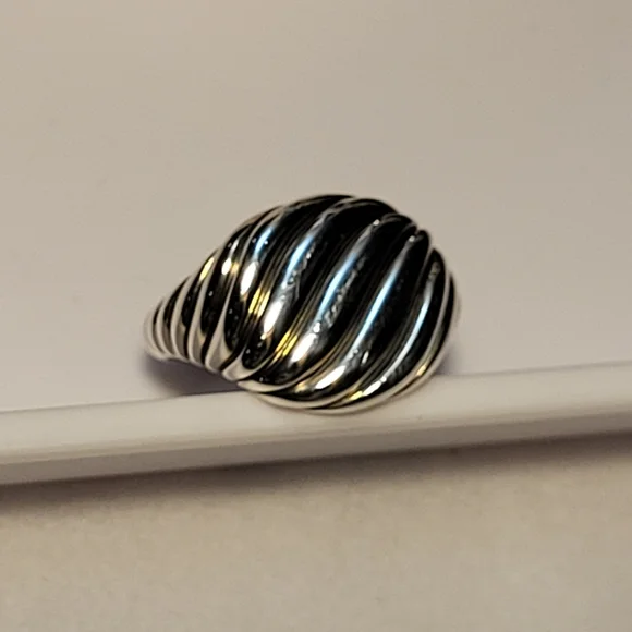 David Yurman Sterling Silver Sculpted Cable Pinky Ring. #195 - Picture 4 of 11